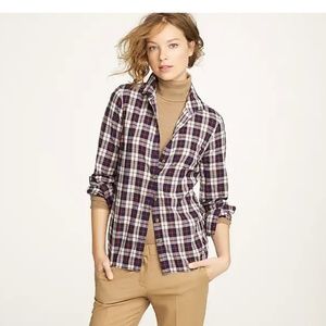 J. Crew Navy Plaid Perfect Button Down Shirt